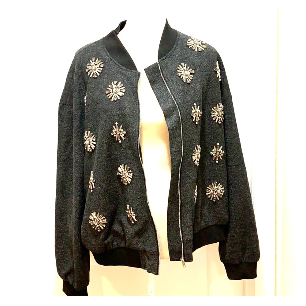 Anthropologie Embellished Bomber Jacket